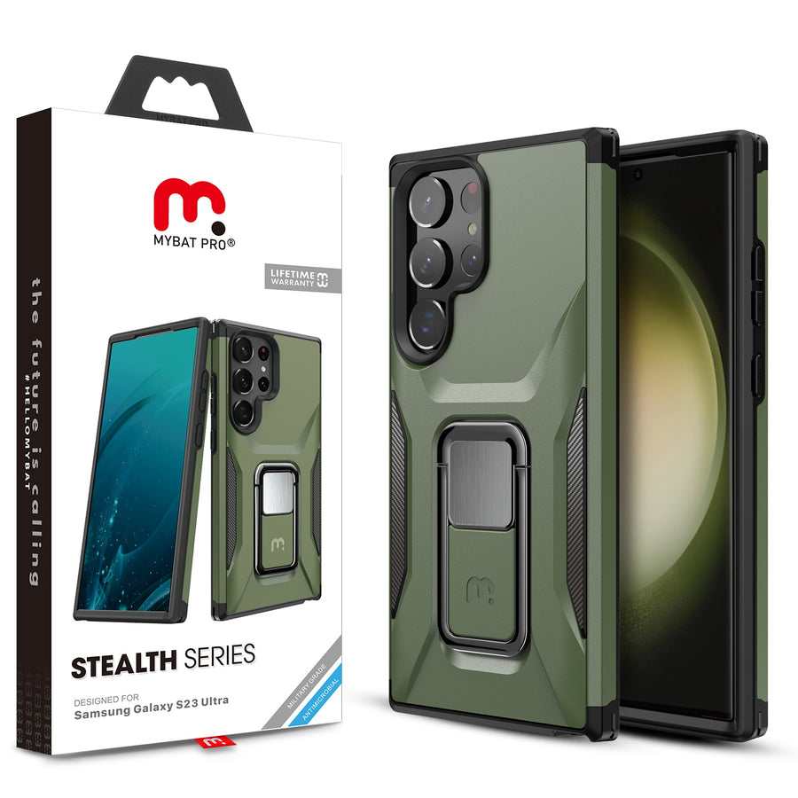 MyBat Pro Antimicrobial Stealth Series (with Stand) for Samsung Galaxy S23 Ultra - Army Green / Black - RSS23UCSSTSS004.JPG