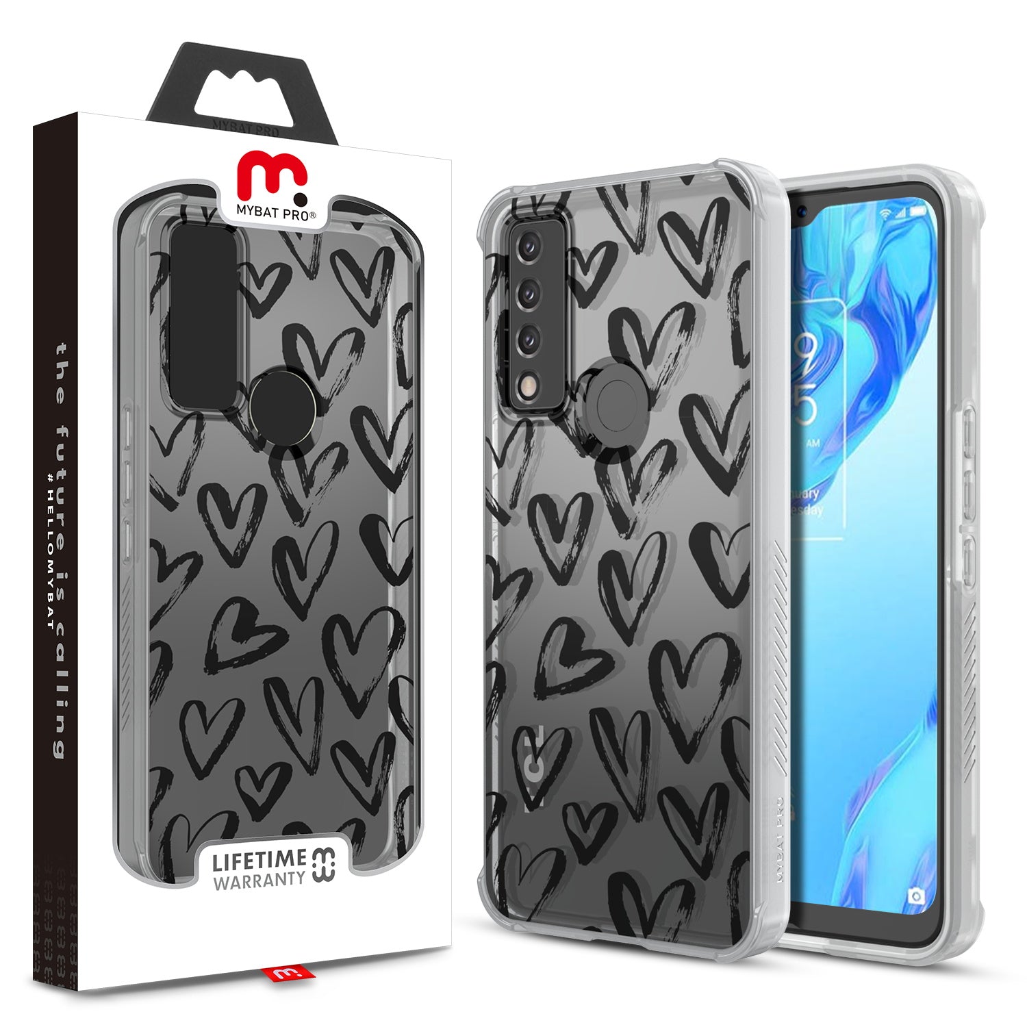 MyBat Pro Mood Series Case for TCL BF / 30 XE 5G - Black Hearts