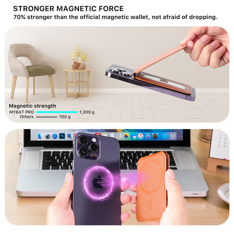 MyBat Pro Lychee Pattern Magnetic MagSafe Folding Card Holder - Brown - RUPCMJP603-3.jpg