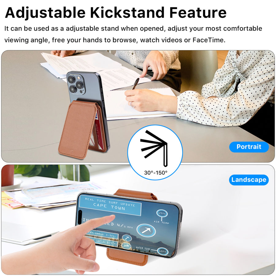 MyBat Pro Lychee Pattern Magnetic MagSafe Folding Card Holder - Brown - RUPCMJP603-4.jpg