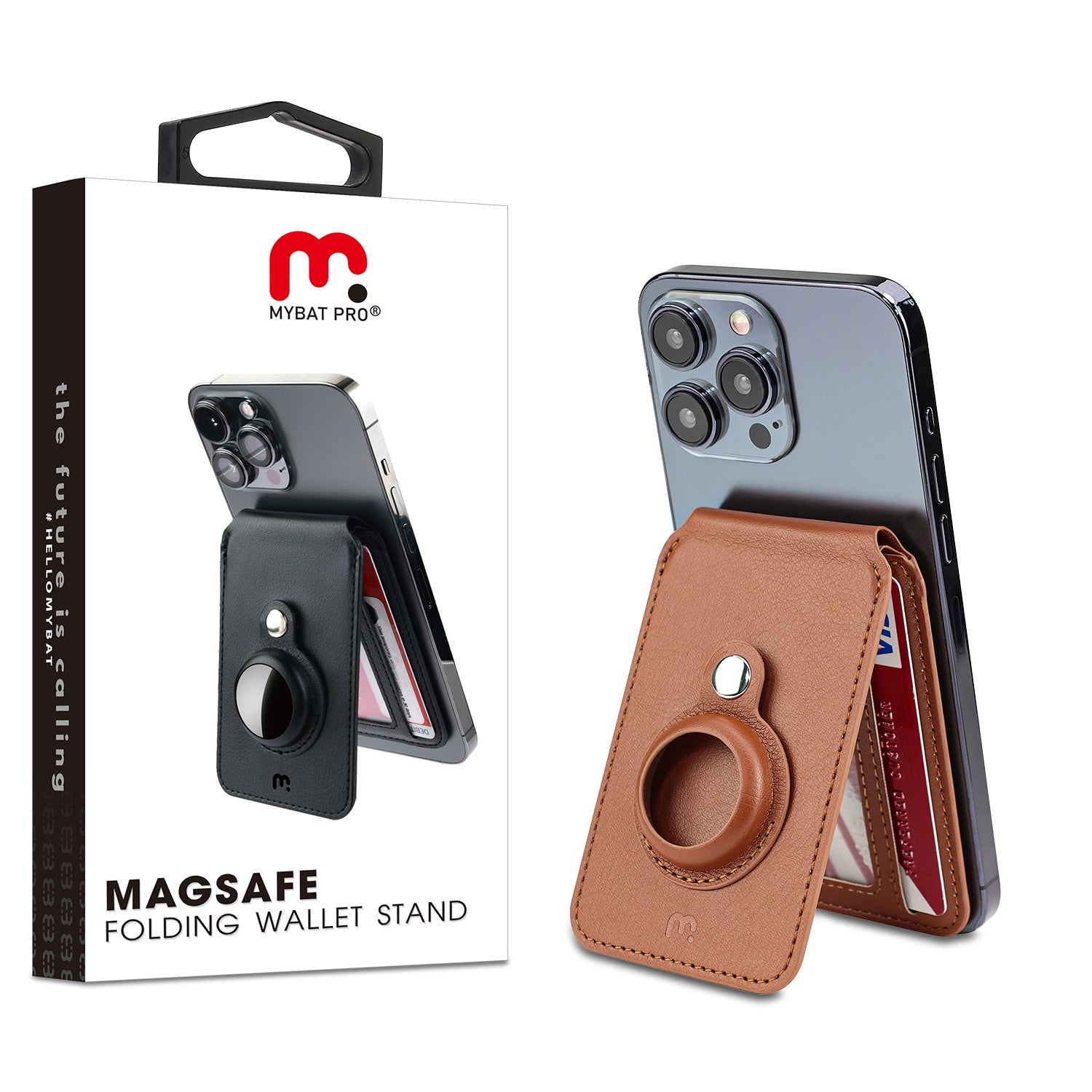 MyBat Pro MagStash Folio MagSafe Wallet + AirTag Case - Brown