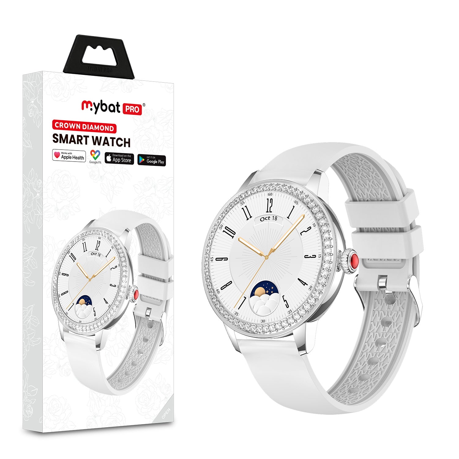MyBat Pro Crown Diamond Smart Watch - Silver - RWDSW051-1.jpg