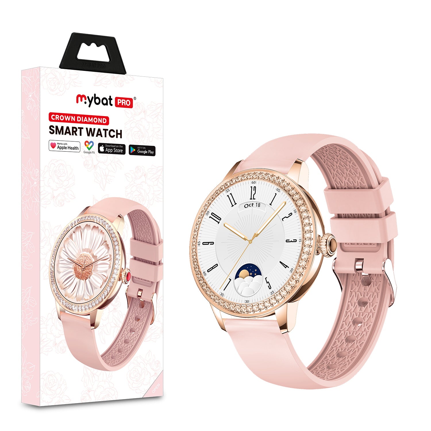 MyBat Pro Crown Diamond Smart Watch - Pink - RWDSW052-1.jpg
