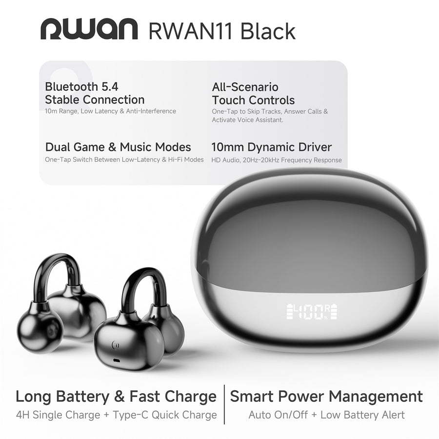 RWAN Clip Open-Ear Earbuds (LED Digital Display) - Black - RWEB001-3.jpg