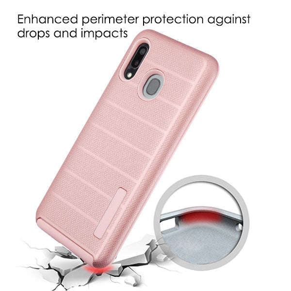 MyBat Fusion Protector Cover for Samsung Galaxy A20 - Rose Gold Dots Textured / Rose Gold - SAMA20HPCFSSO64A-4.jpg
