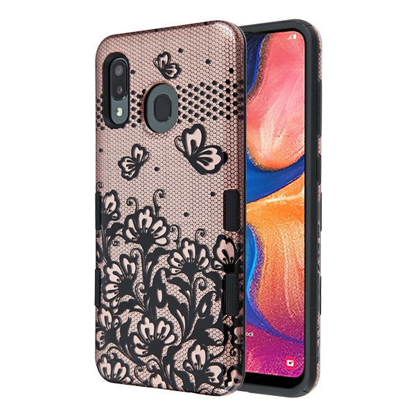 MyBat TUFF Subs Series Case for Samsung Galaxy A20 - Black Lace Flowers (2D Rose Gold) / Black - SAMA20HPCTUFFSB2D002-2.jpg