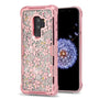 MyBat TUFF Quicksand Glitter Lite Hybrid Protector Cover for Samsung Galaxy S9 Plus - Rose Gold Electroplating / Hibiscus Flower / Silver Flowing Sparkles - SAMS9PLUSHPCTUFFQGLCH103WP-2.jpg