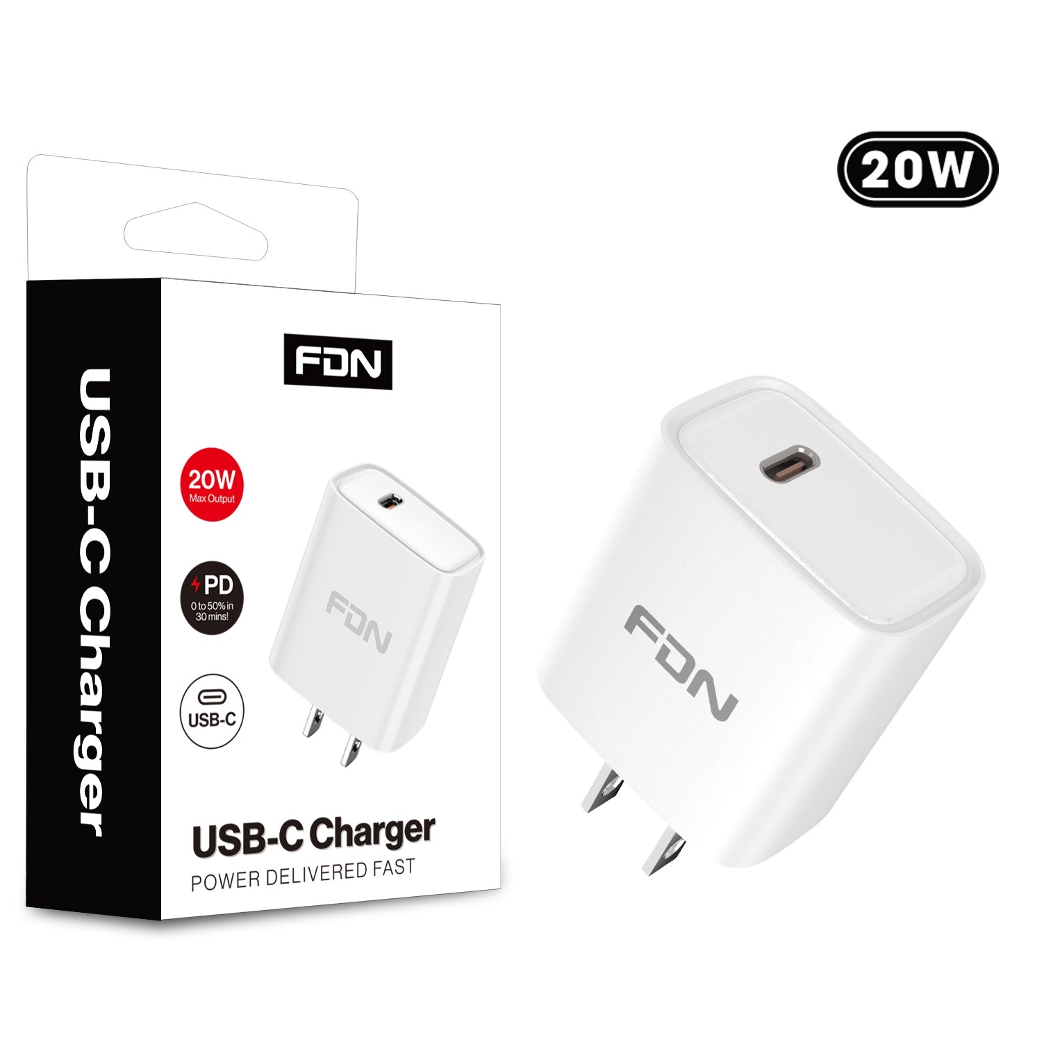 FDN USB-C Wall Charger (20W) - White
