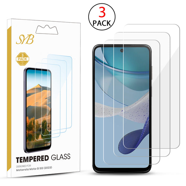 SYB Tempered Glass Screen Protector (2.5D)(3-pack) for Motorola Moto G 5G (2023) - Clear - SMG5G23SC90TH-1.jpg