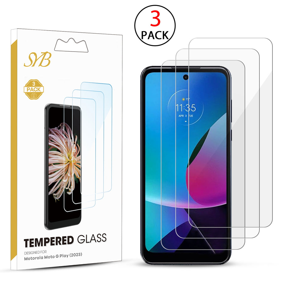 SYB Tempered Glass Screen Protector (2.5D)(3-pack) for Motorola Moto G Play (2023) - Clear - SMGPY23SC90TH-1.jpg