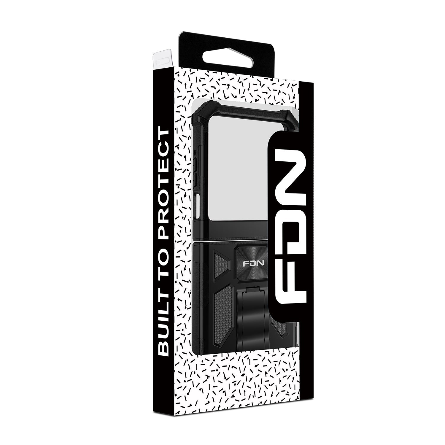 FDN Sturdy Hybrid Protector Cover (with Stand) for Motorola razr (2024) / razr (2025) / razr (2026) - Black / Black