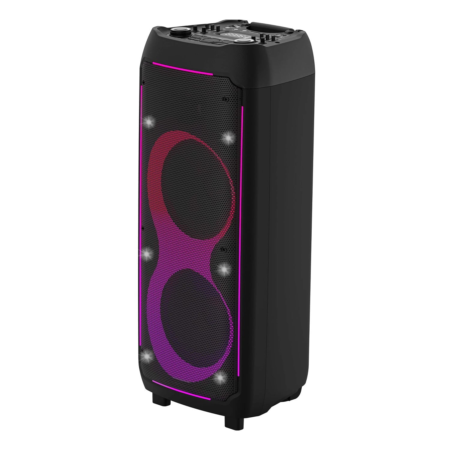 MaxPower Thunder 10" Dual-Woofer Karaoke Speaker with LED Lights + Wireless Mic - Black