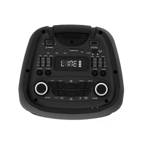 MaxPower Thunder 10" Dual-Woofer Karaoke Speaker with LED Lights + Wireless Mic - Black