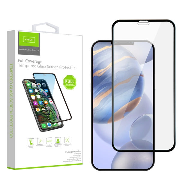 Airium Full Coverage Tempered Glass Screen Protector for Apple iPhone 12 / 12 Pro - Black