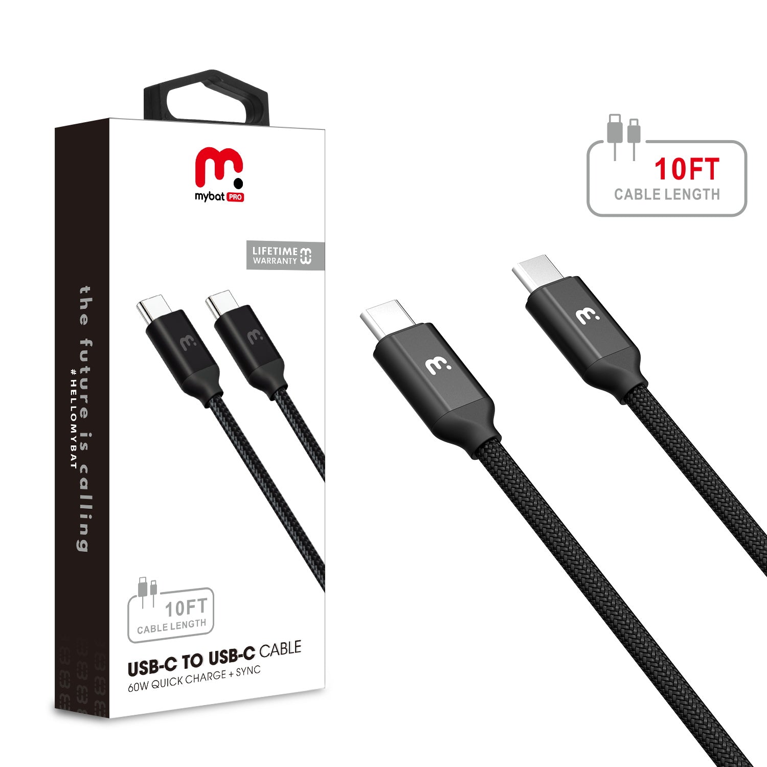 MyBat Pro USB-C to USB-C Cable - 10 FT - Black