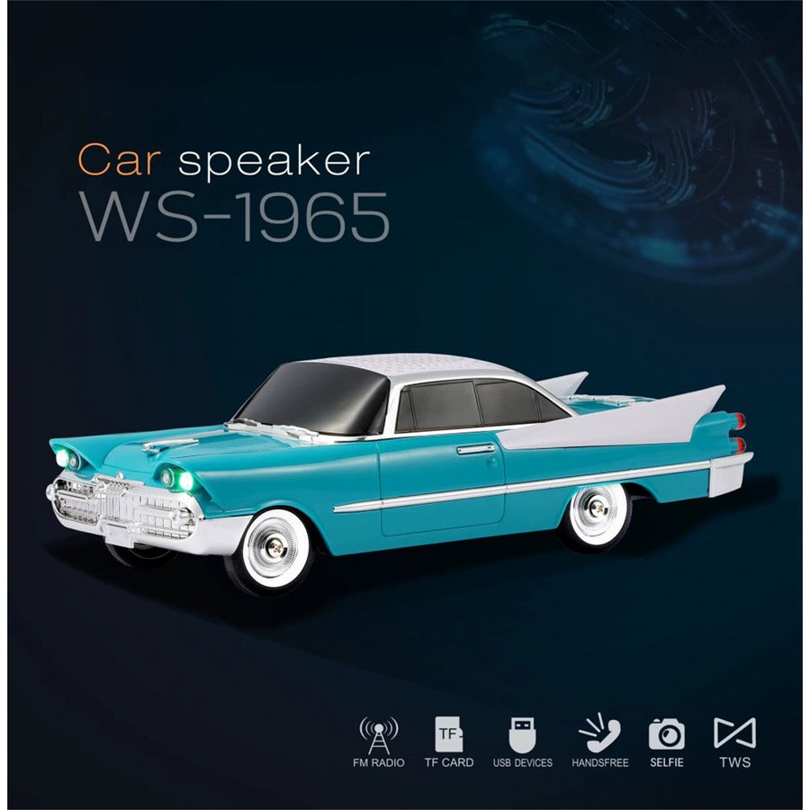 Retro 1959 Classic Car Shaped Bluetooth Speaker with LED Lights, FM Radio & USB-C Port WS1965 - Green - WS1965-TRUCK-SPEAKER-GREEN-2.jpg