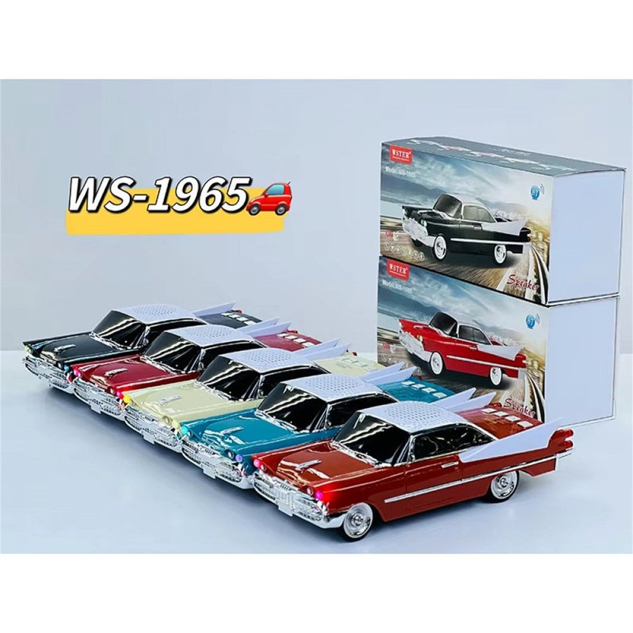 Retro 1959 Classic Car Shaped Bluetooth Speaker with LED Lights, FM Radio & USB-C Port WS1965 - Green