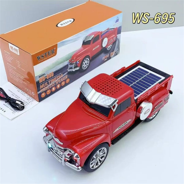 Off-Road Truck Style Bluetooth Speaker with Solar Charging, LED Lights & Moving Wheels WS695 - Red - WS695-TRUCK-SPEAKER-RED-2.jpg