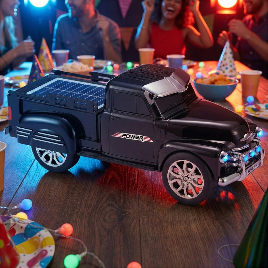 Off-Road Truck Style Bluetooth Speaker with Solar Charging, LED Lights & Moving Wheels WS695 - Red - WS695-TRUCK-SPEAKER-RED-3.jpg