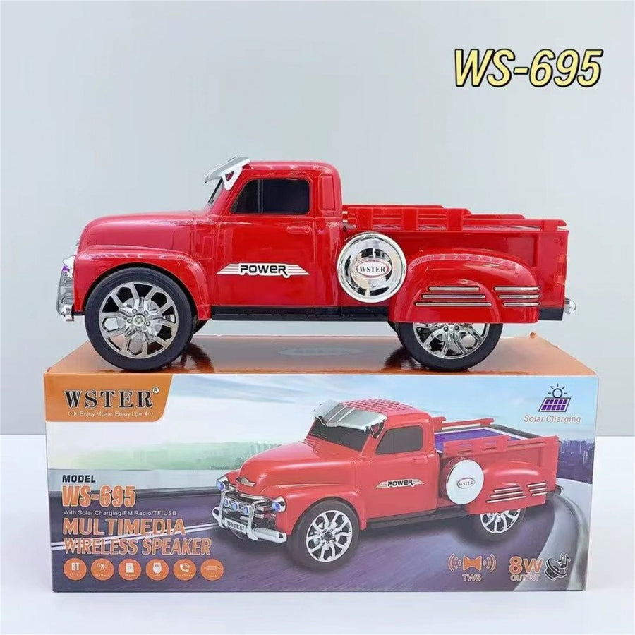 Off-Road Truck Style Bluetooth Speaker with Solar Charging, LED Lights & Moving Wheels WS695 - Red - WS695-TRUCK-SPEAKER-RED-4.jpg