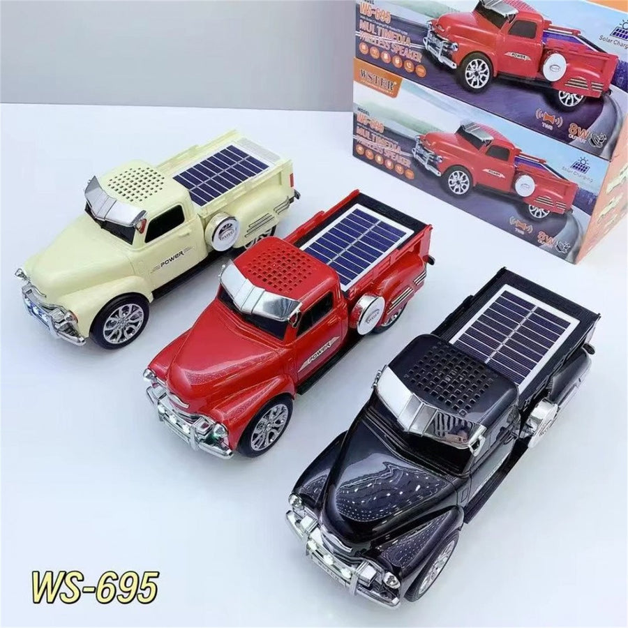 Off-Road Truck Style Bluetooth Speaker with Solar Charging, LED Lights & Moving Wheels WS695 - Red - WS695-TRUCK-SPEAKER-RED-6.jpg