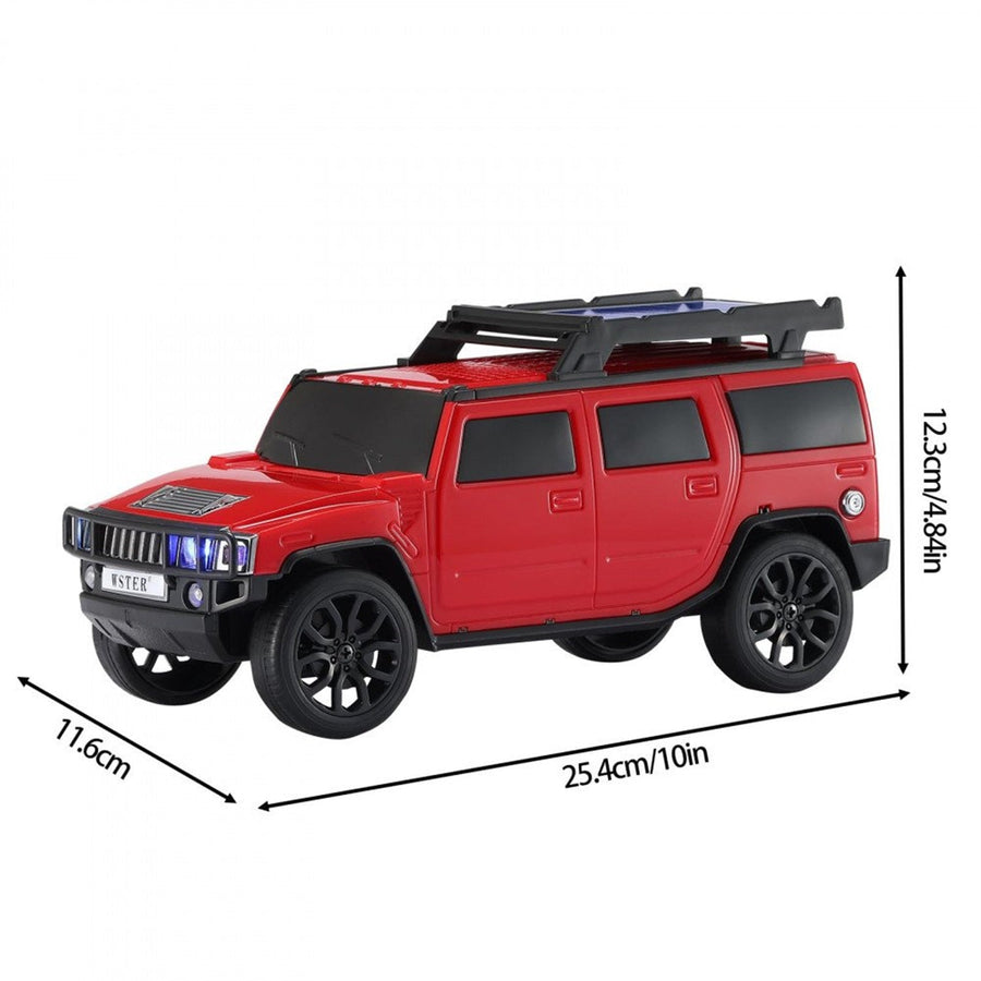 Boxy SUV-Inspired Bluetooth Speaker with Solar Charging, LED, FM Radio & Moving Wheels WS696 - Beige